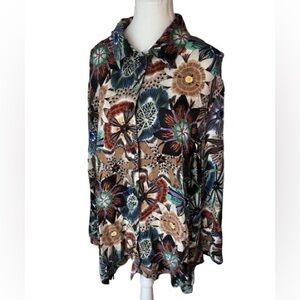 Missoni Passiflora Blouse Shirt Top Designer Floral Italian Long Sleeved Button